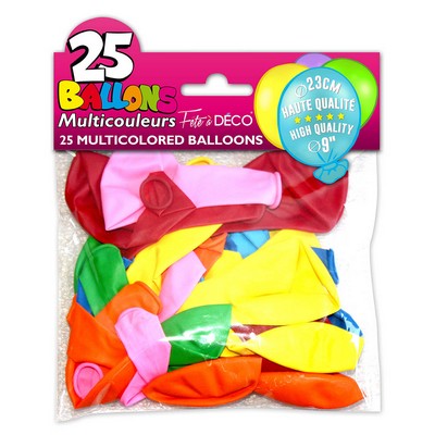 10025 - Ballons Couleurs Assorties 25 Pc