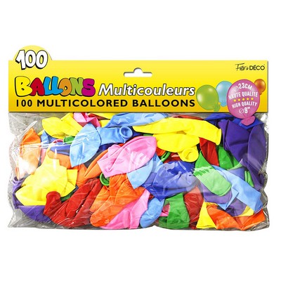 10032 - Ballons Couleurs Assorties 100 Pc