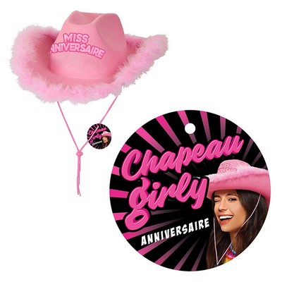 21328 - Chapeau Girly Rose Joyeux Anniversaire