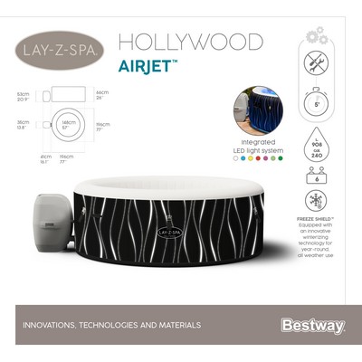 BES60059 SPA BESTWAY Hollywood AirJet avec éclairage LED pour 4 à 6 personnes