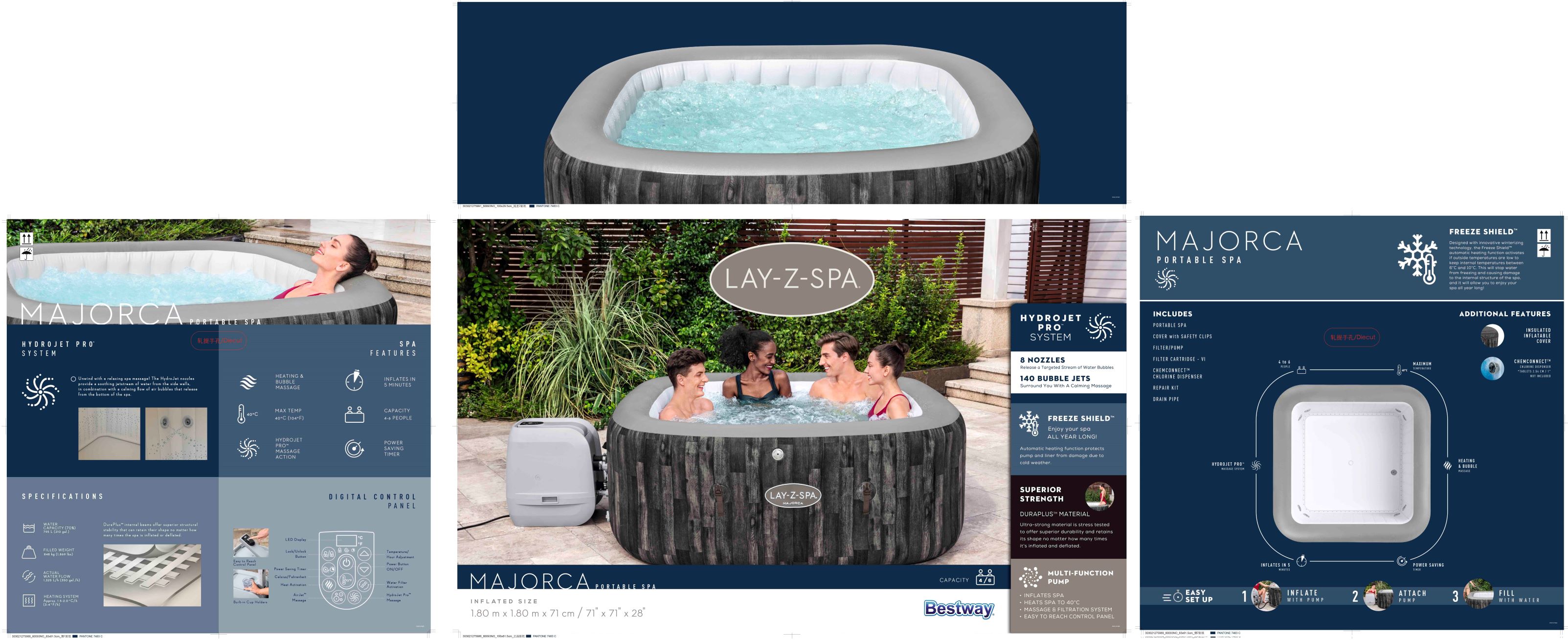 BES60093 SPA BESTWAY gonflable MAJORCA Hydrojet Pro pour 4 à 6 personnes